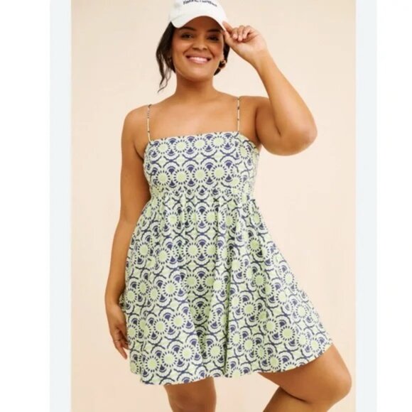 Anthropologie Dresses & Skirts - By Anthropologie Maeve Square-Neck Babydoll Mini Dress size PXL new GREEN nwt